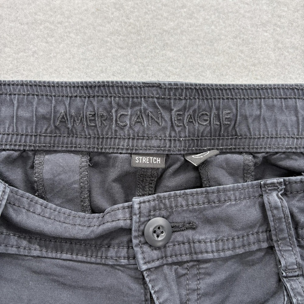American Eagle Baggy Jogger Cargo Pants Womens 16 Gray Stretch Twill Casual Y2K - Picture 3 of 11